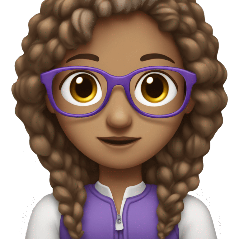 Girl-blue eyes-brown hair-glasses-purple emoji