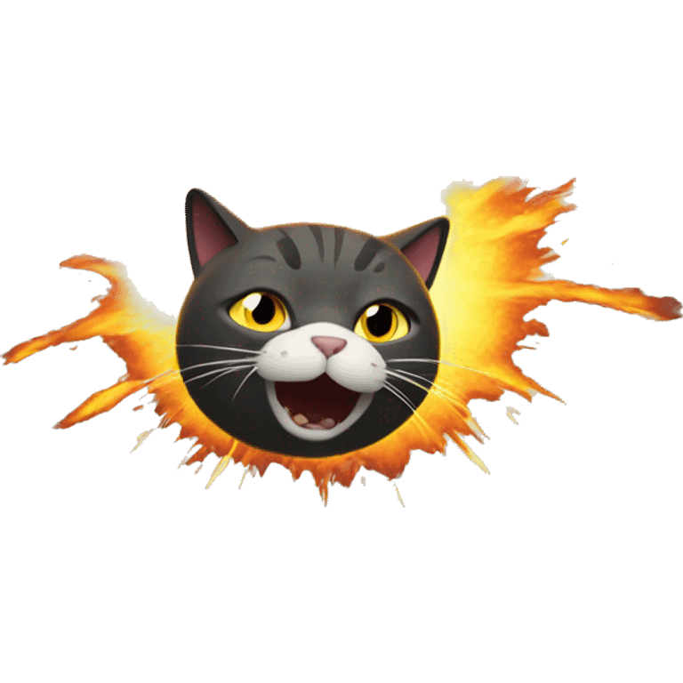 explosion with a cat emoji