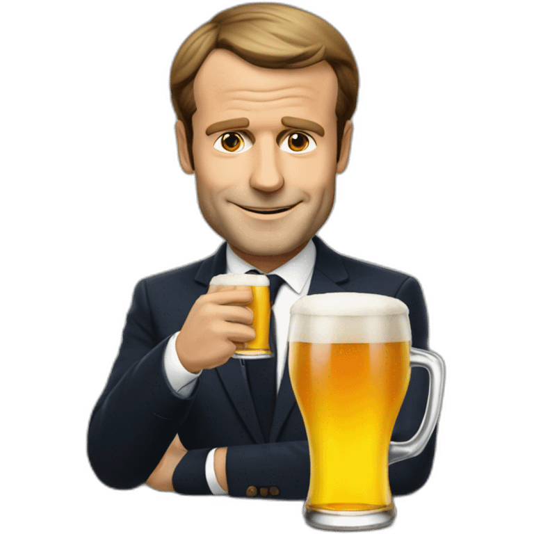 Macron qui bois une biere emoji