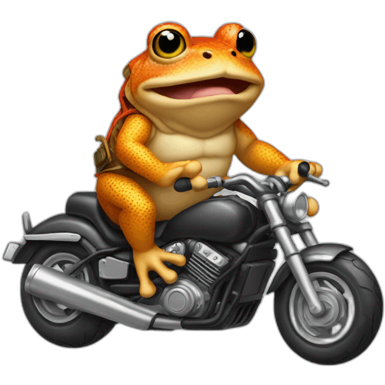 Toad in motorbike with rock and roll style emoji