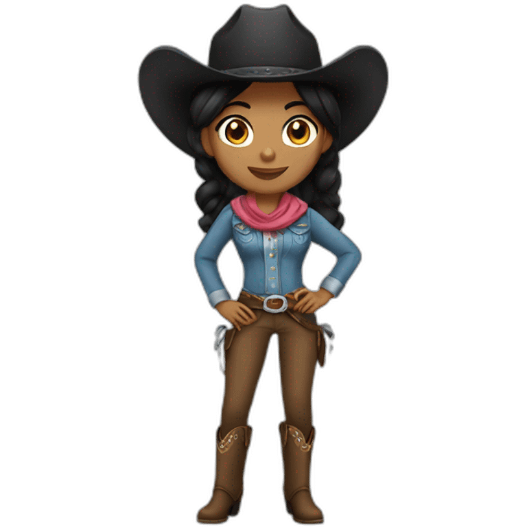 cowgirl straight black hair emoji