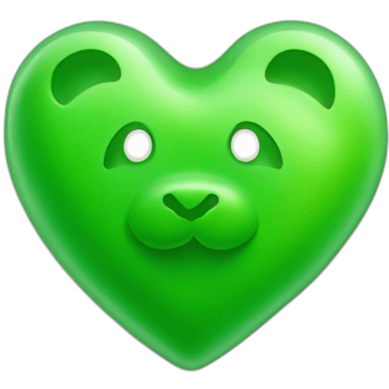 Green gummy bear heart emoji