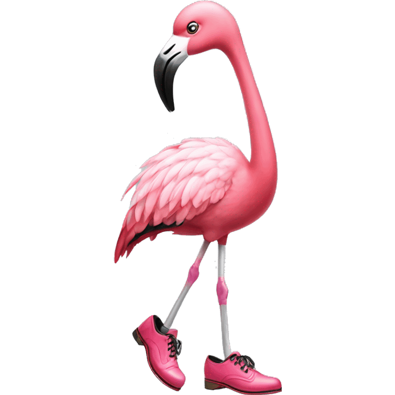 Flamingo wearing tap shoes emoji