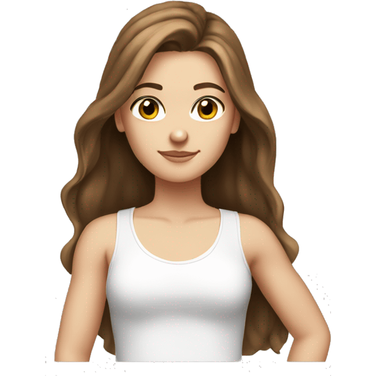 Long brown hair, white girl, white tank top emoji