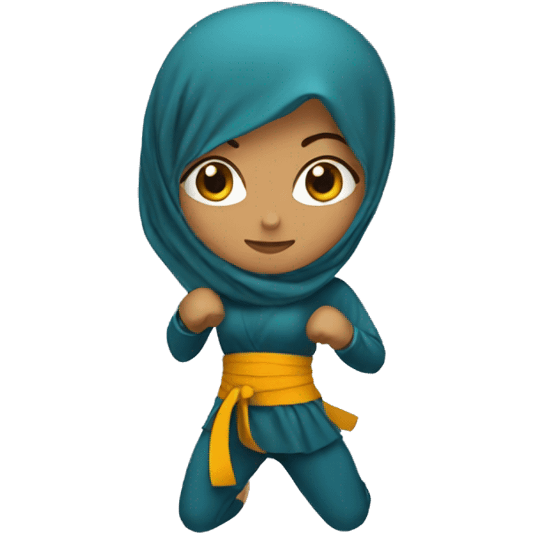 Woman kickboxing with hijab emoji