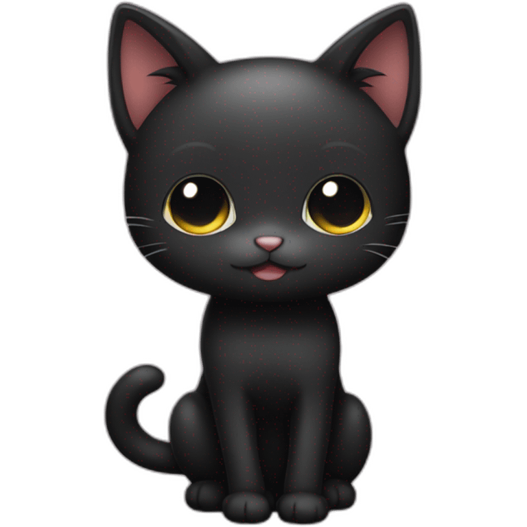 shy small black cat kawaii style full body emoji