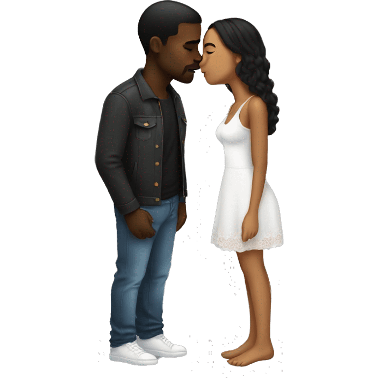 Black boyfriend and Spanish girlfriend kissing  emoji