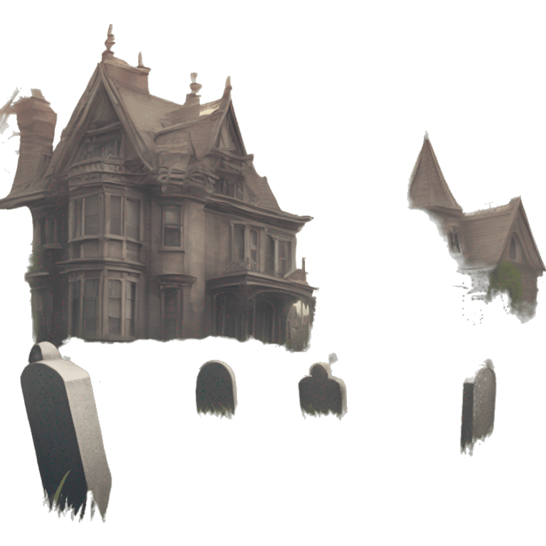 Romantically overgrown Haunting graveyard grass field at Victorian mansion emoji