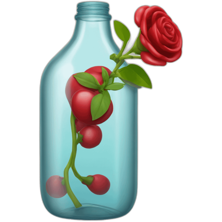 The bottom half of a plastic bottle cut in half as a vase that containing a reddish beverage inside emoji