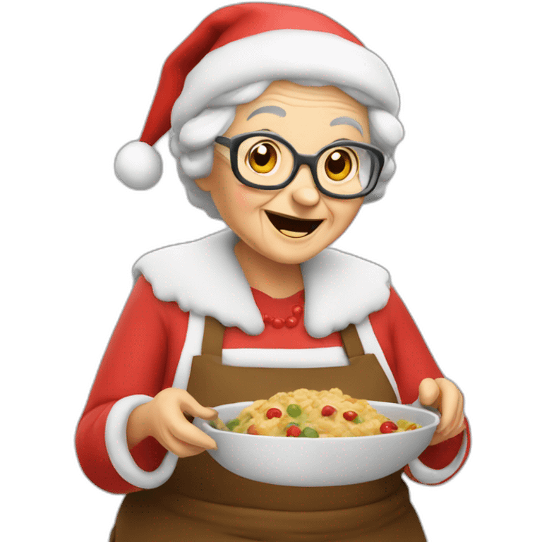 Santa Granny coocking eat emoji