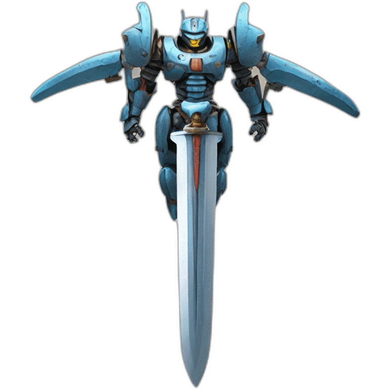 Japanese battle bot with massive sword, high resolution, HD, 300dp emoji