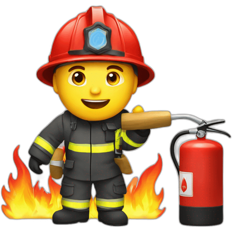 Ukrainian firefighter extinguishes a strong fire emoji