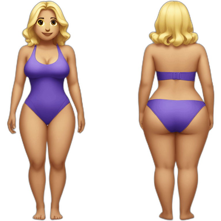 Slim-Thicc woman swimsuit posing full body (blonde, perfect body, hourglass figure) emoji