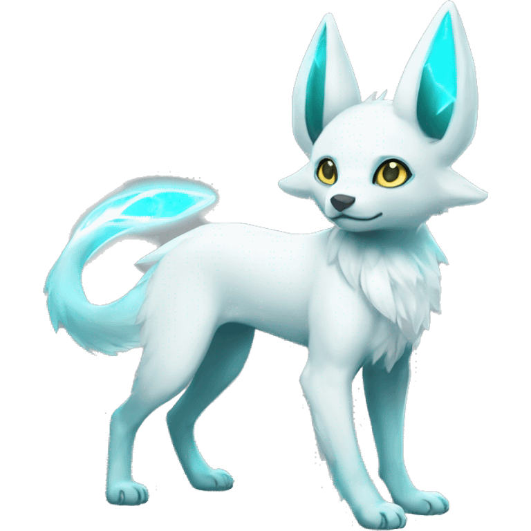 Shiny White Angelic Electric Albino Umbreon. cyan eyes and cyan markings. Golden Anubis-rings. full body emoji