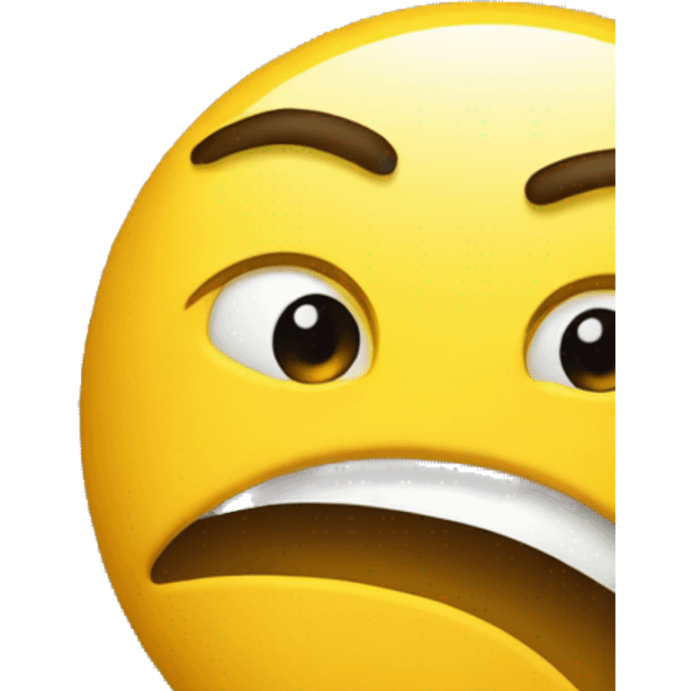 Yellow standard emoji face giving a side eye look to the viewer conveying an emotion of suspicion or skepticism emoji