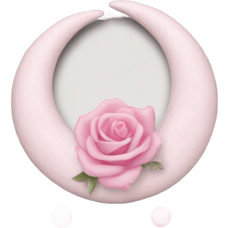 crescent damask white moon with pink roses emoji