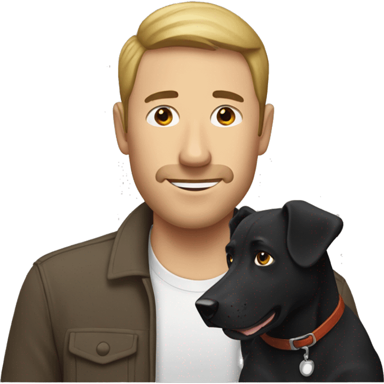 man soeeping with a black labrador dog emoji