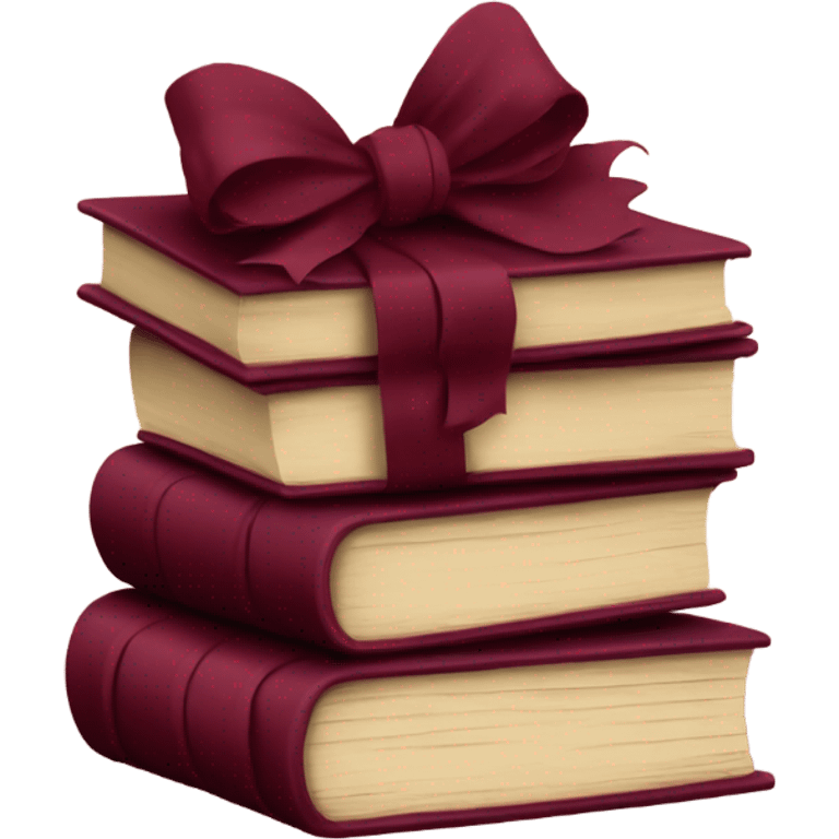 burgundy books stacked up and tied together by a burgundy bow emoji