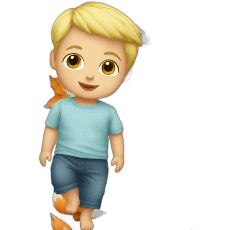 Blond Baby boy with fox plush emoji