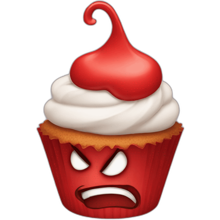 Angry red cupcake emoji