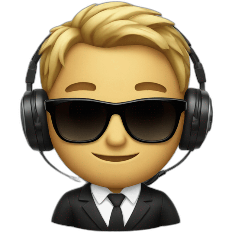 james bond with sunglasses and headphones on  emoji