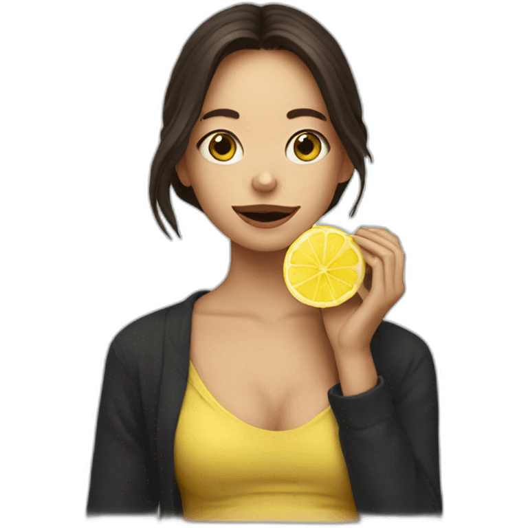 Jennie eating a lemon emoji