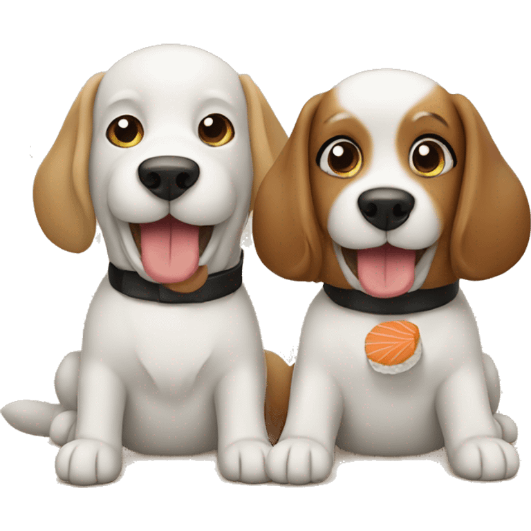 two dogs eating sushi emoji