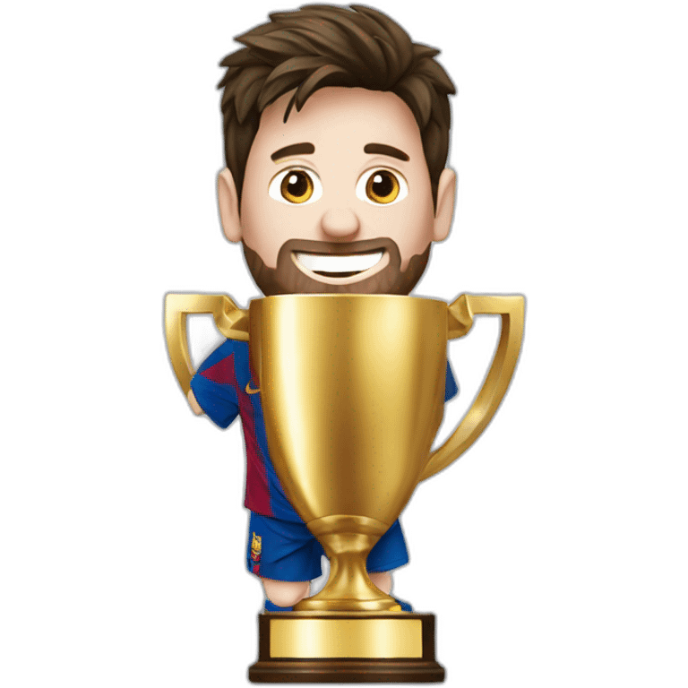 Messi with trophy emoji