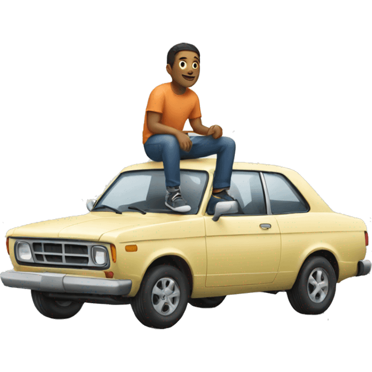 man sitting on top of car emoji