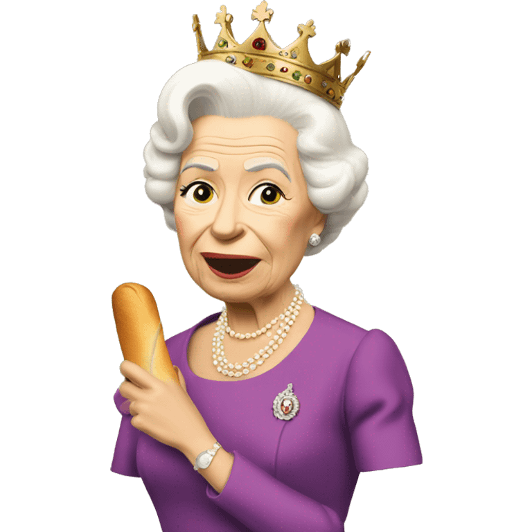 the queen eating a baguette emoji