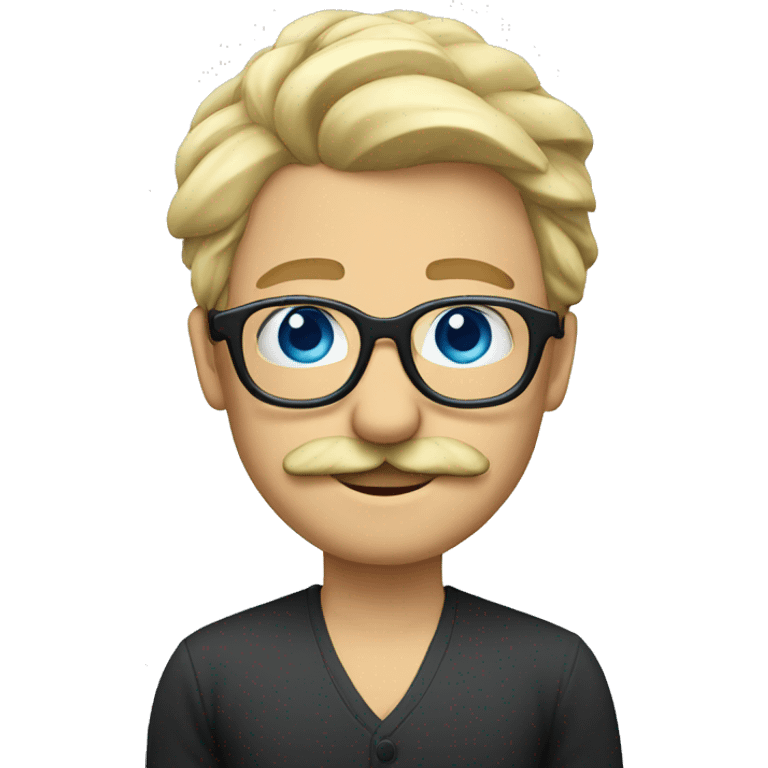 Blond, moustache, glasses and blue eyes emoji