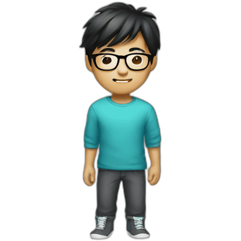 bowlcuthair　asianboy with glasses emoji