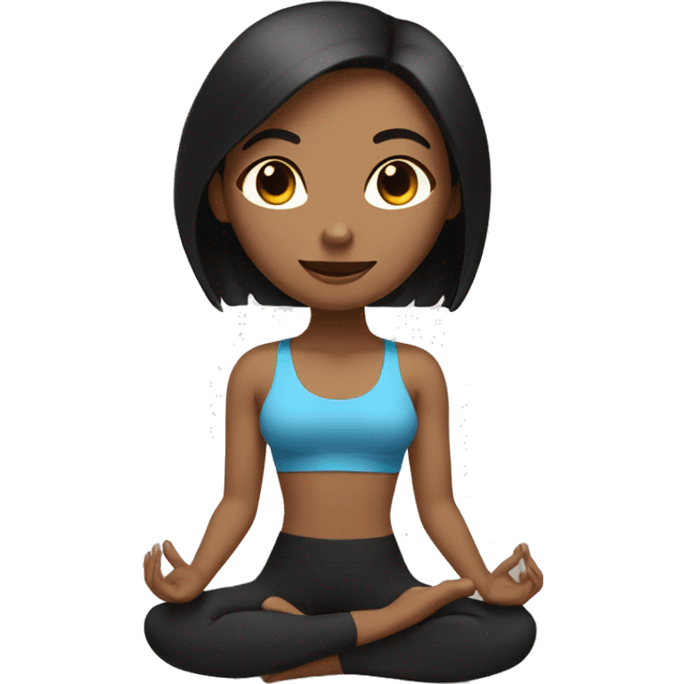 light brown yoga girl with bob length black hair emoji