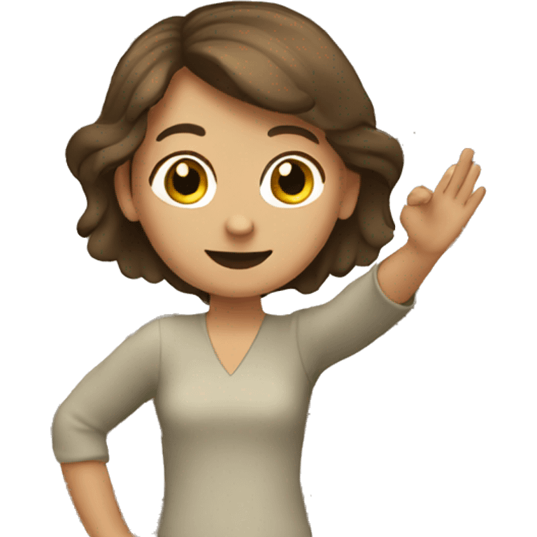 Brown hair girl waving emoji