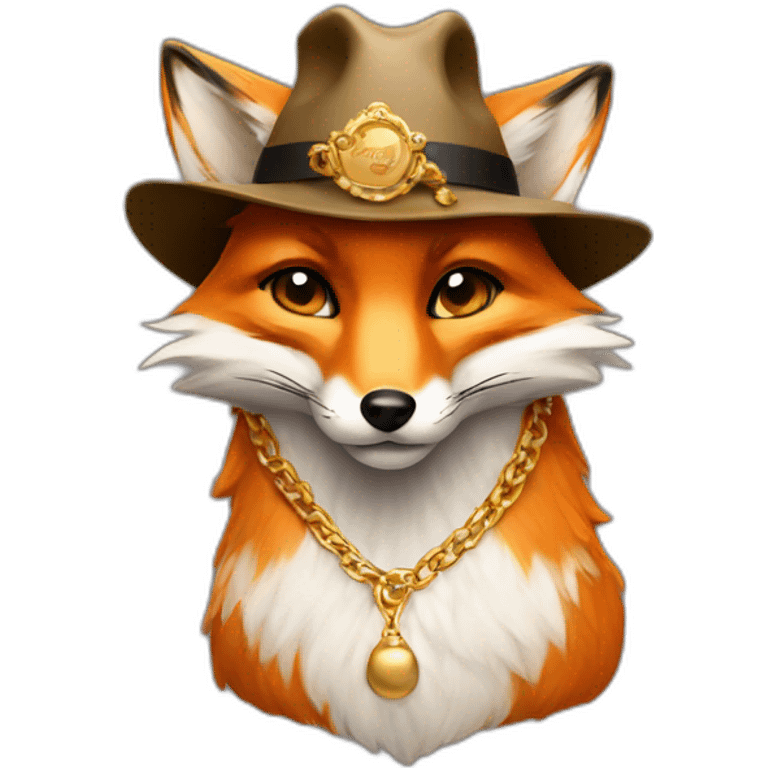 fox wearing a gold chain and hat emoji