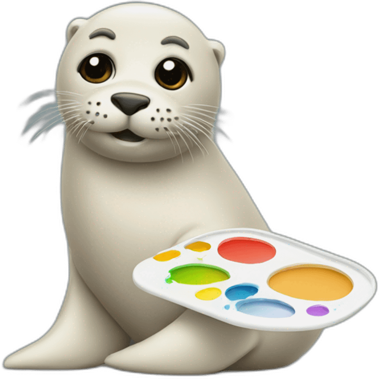 Seal with painter palette emoji