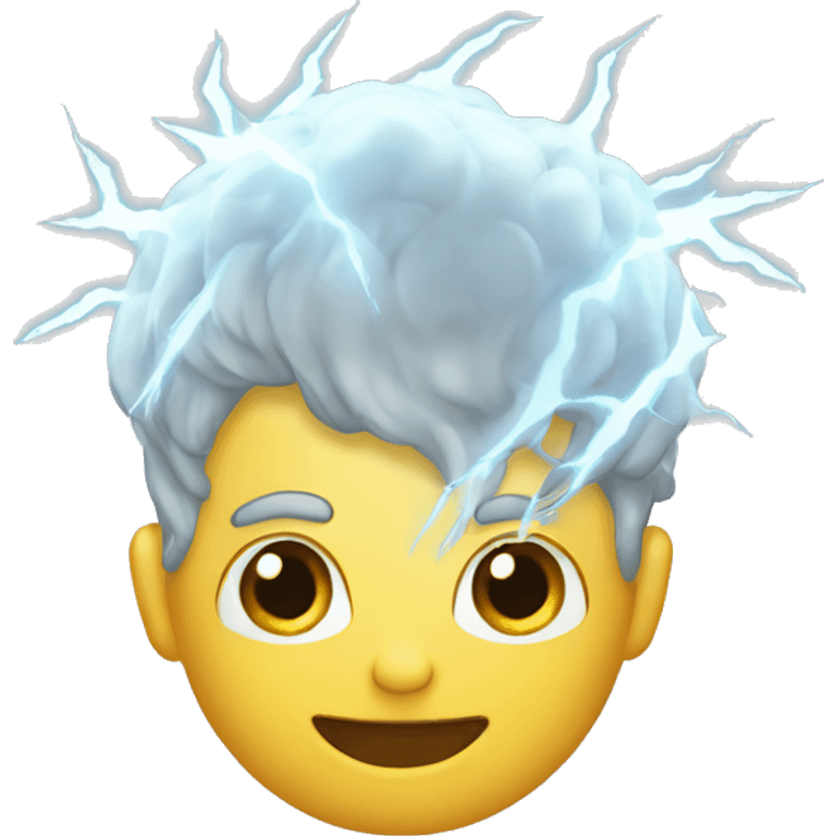 Lightening lifting toupee off of head emoji