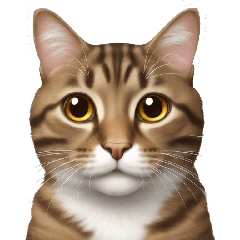 Fluffy brown tabby cat with white nose emoji