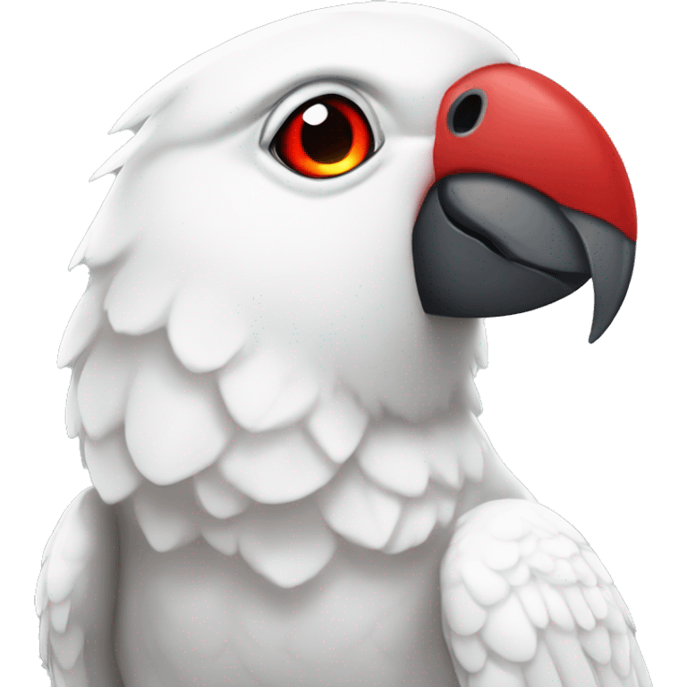 White parrot with red beak and red eyes emoji