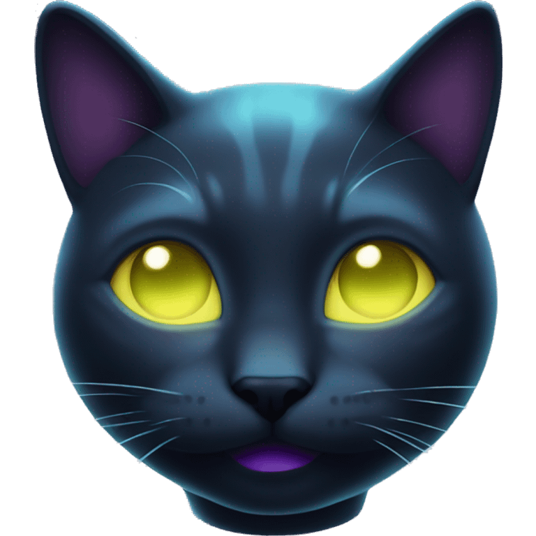 Dark iridescent cat glowing emoji