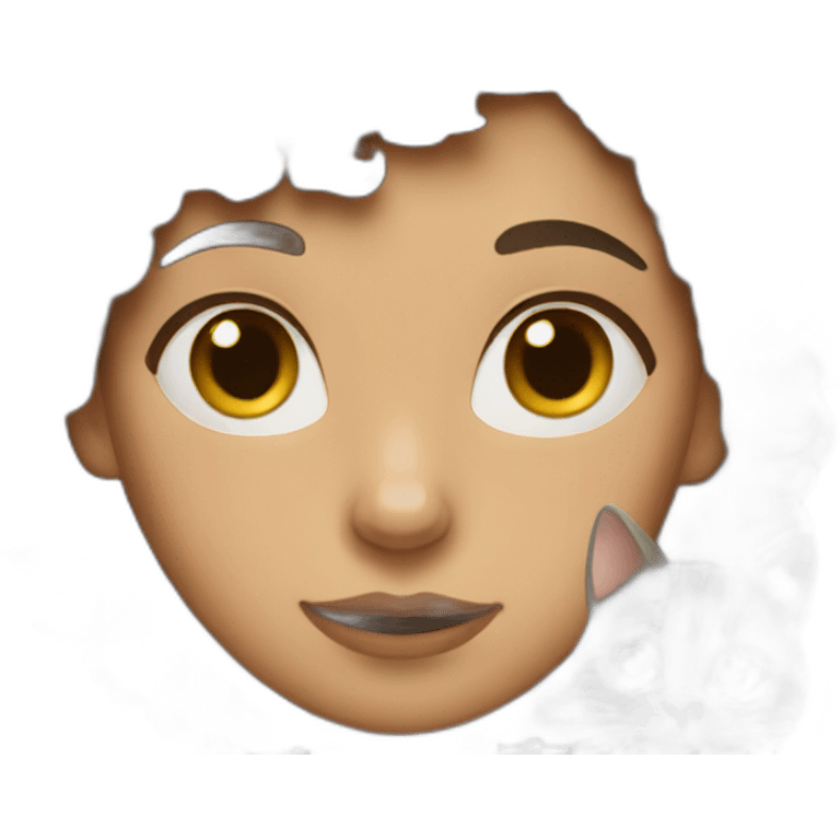 woman with brunette curly short hair and two cats emoji