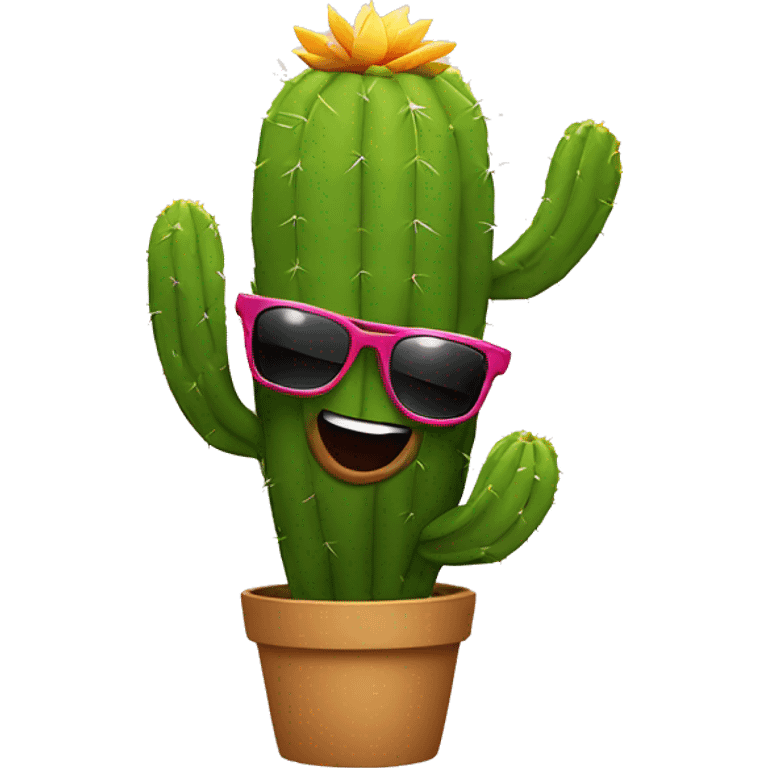 cactus wearing sunglasses dancing emoji