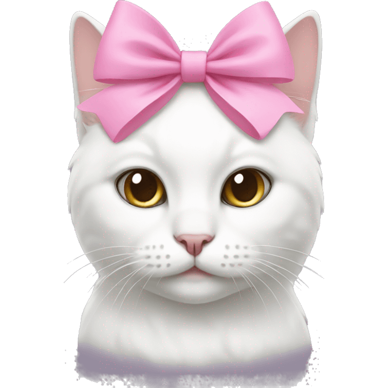 White Cat with pink bow emoji