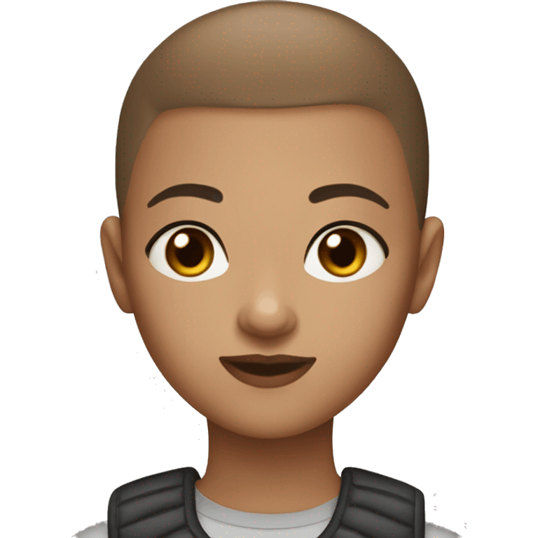 blue eyes brown buzz cut light skin girl emoji