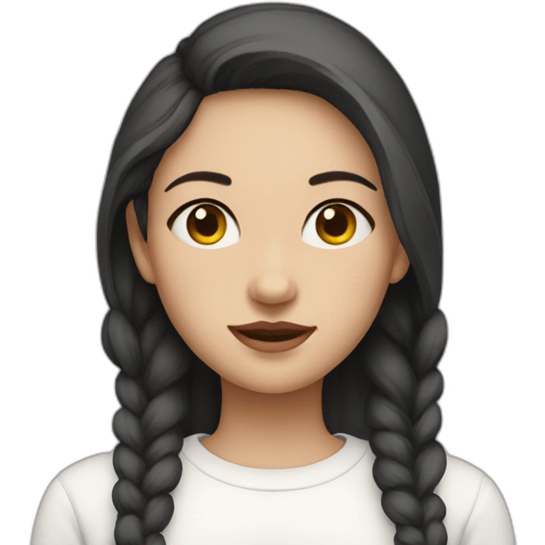 girl wearing a white shirt under a white sweater vesy emoji