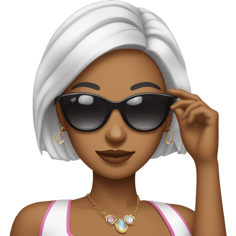 diva girl putting sunglasses on emoji