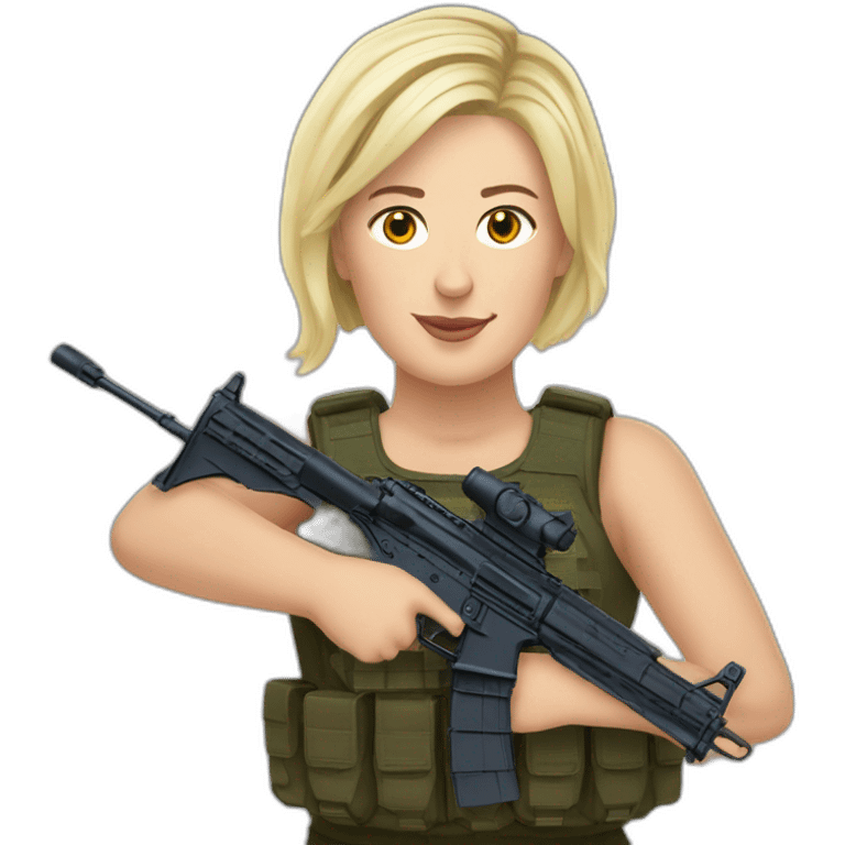 Marine le Pen avec un Famas emoji