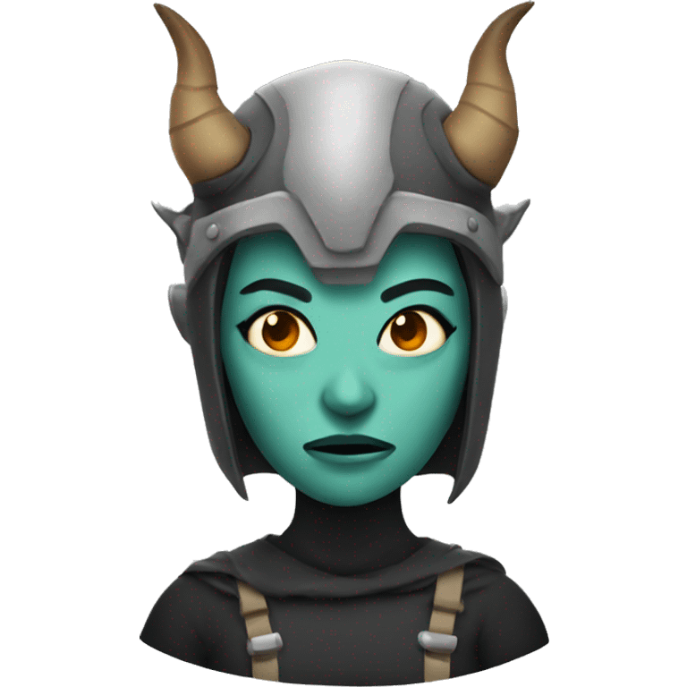 Scary woman with horned helmet emoji