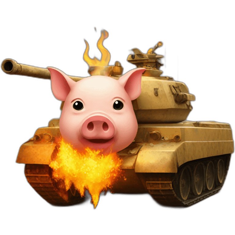 Ukrainian pig inside a Leopard tank on fire emoji