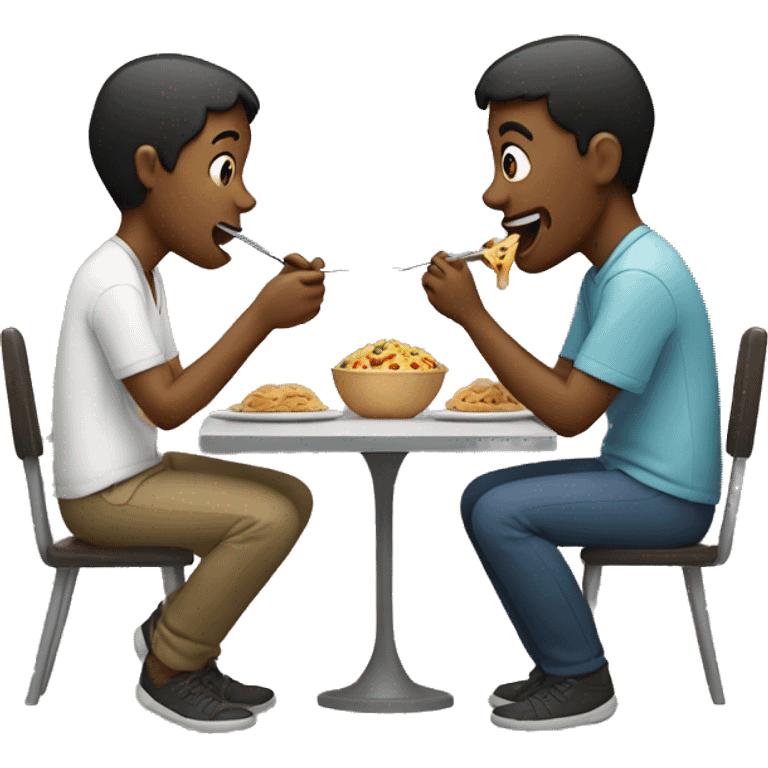 Two people eating  emoji